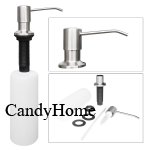 CandyHome Stainless Steel Kitchen Sink Countertop Soap Dispenser Built in Hand Soap Dispenser Pump, Large Capacity 17 OZ Bottle, 3.15 Inch Threaded Tube for Thick Deck Installation