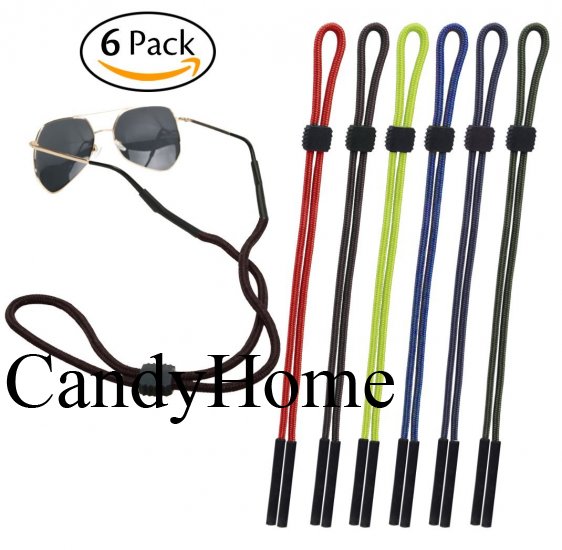 CandyHome CandyHome 6 Pcs Sunglass Holder Strap For Men and Women, Great for Sports and Outdoor Activities, Multicolor - Click Image to Close