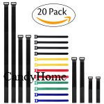 CandyHome Pack of 20 Reusable Fastening Cable Straps and Cable Ties Set, Adjustable Multipurpose Hook and Loop Securing Straps for Cord Management by CandyHome