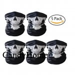 CandyHome 5 Pack Seamless Skull Mask Motorcycle Bicycle Half Face Tube Skeleton Mask for Halloween - Black