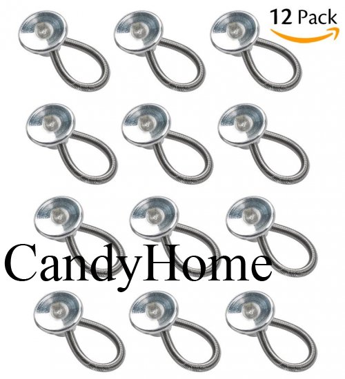 CandyHome CandyHome Metal Collar Extenders Button Extenders, Extends Dress Shirt Trouser Coat Collars Pants and Maternity Wear, Set of 12 - Click Image to Close