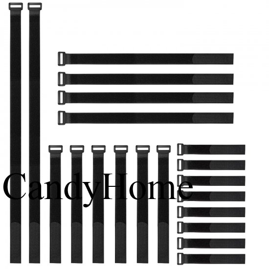 CandyHome 20pcs Reusable Fastening Cable Straps and Cable Ties Set, Adjustable Multipurpose Hook and Loop Securing Straps for Cord Management - Click Image to Close
