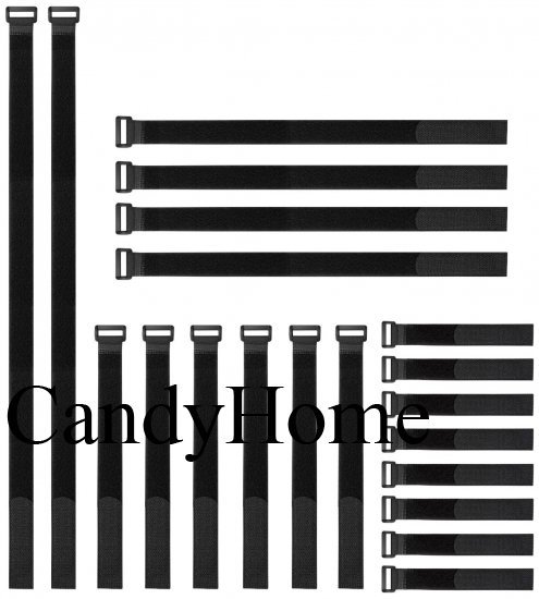 CandyHome 20pcs Reusable Fastening Cable Straps and Cable Ties Set, Adjustable Multipurpose Hook and Loop Securing Straps for Cord Management - Click Image to Close