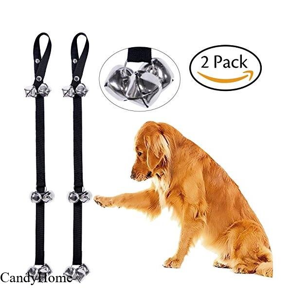 CandyHome 2 Pack Potty Doorbells Housetraining Dog Doorbells Tinkle Bells for House Training, Dog Bell with Doggie Doorbell and Potty Training for Puppies Instructional Guide (Black)