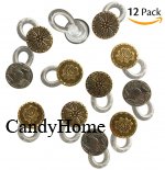 CandyHome CandyHome 12 Pcs No Sew Elastic Spring Brass Metal Button Pant Extenders Jeans Collar Button Pant Extender