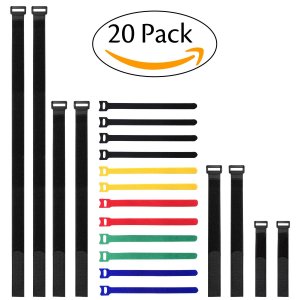 CandyHome Pack of 20 Reusable Fastening Cable Straps and Cable Ties Set, Adjustable Multipurpose Hook and Loop Securing Straps for Cord Management by CandyHome