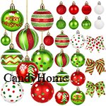 46 Pcs Christmas Ball Ornaments for Tree, Glittering Red and Green Hanging Christmas Tree Ornaments Set, Plastic Shatterproof Xmas Balls and Polka Dot Ribbon Bows