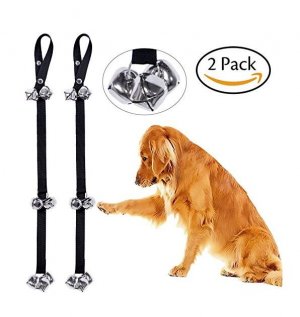 CandyHome 2 Pack Potty Doorbells Housetraining Dog Doorbells Tinkle Bells for House Training, Dog Bell with Doggie Doorbell and Potty Training for Puppies Instructional Guide (Black)