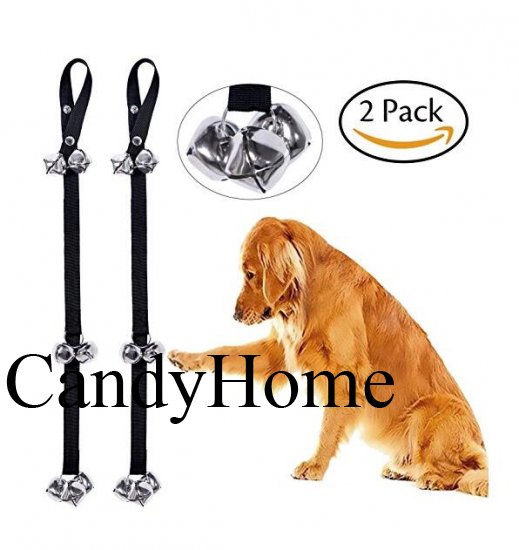 CandyHome 2 Pack Potty Doorbells Housetraining Dog Doorbells Tinkle Bells for House Training Dog Bell with Doggie Doorbell and Potty Training for Puppies Instructional Guide Black SKU 018 2 UPC 387940...